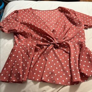 Polka Dot Wrap Top - Red
